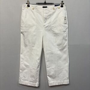 NWT Talbots Women Wide Leg Crop Jeans Size 10P 10 Petite White Denim D031 -16